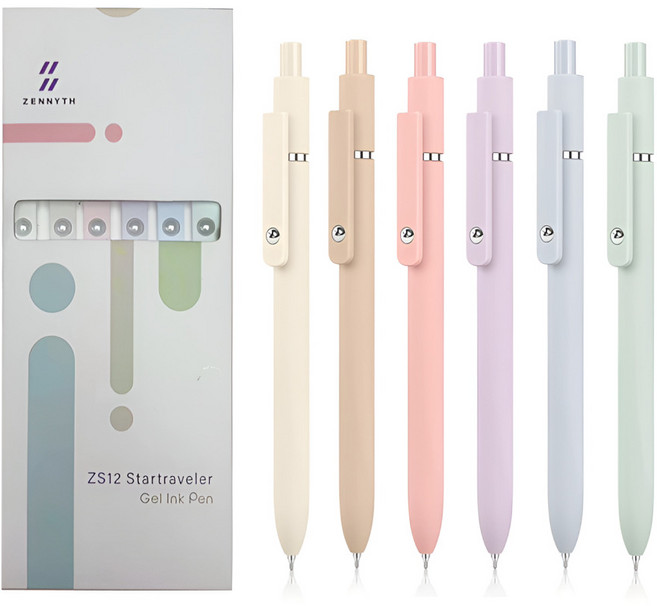 제니스 파스텔 퀵 드라이 다오완스 젤펜, 6개, Pastel Body (Black Ink)