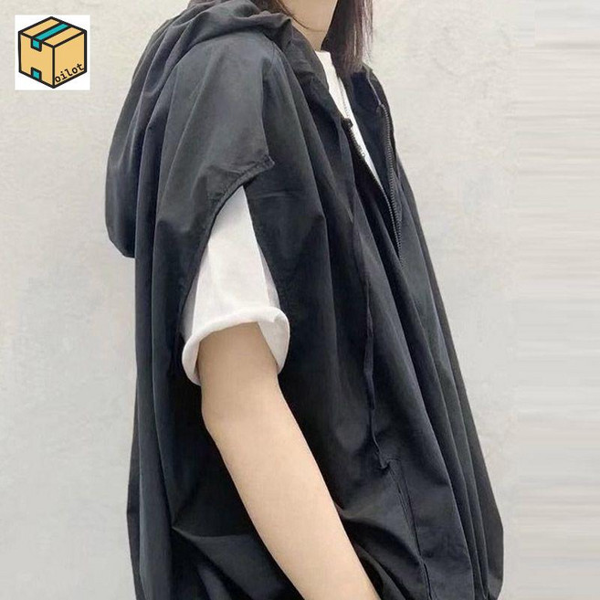 여성 면마 점퍼 가디건 이너 데일리 빅 사이즈 후드 루즈핏 조끼 여름 얇은 캐주얼