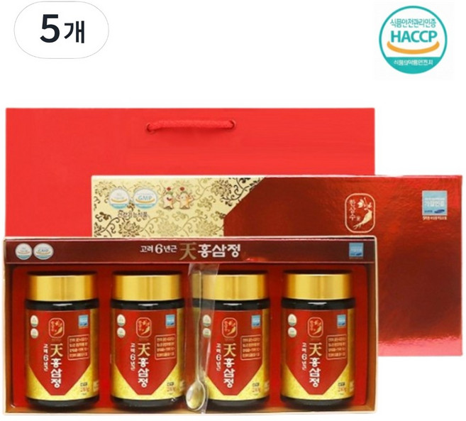 한삼수 100% 국내산 고려6년근 천홍삼정 4p, 5박스, 960g
