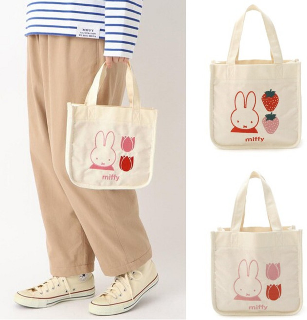 미피 자수 미니 토트백(가방)_딸기&튤립 W24xH24xD11.5cm