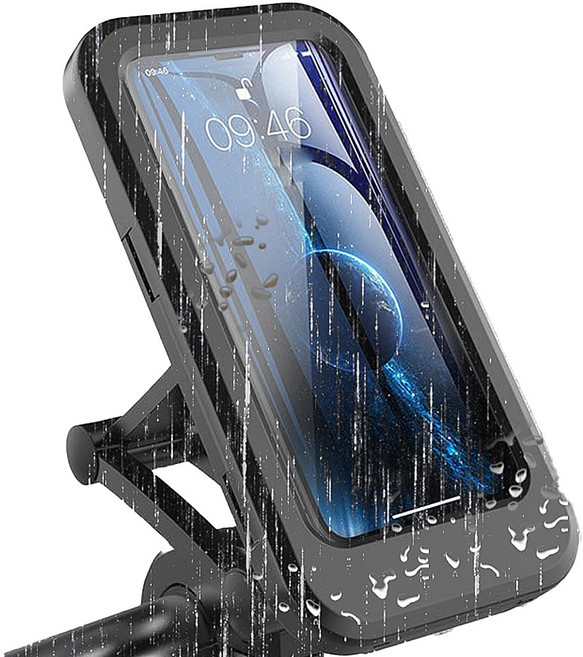 다라이프 이지 방수 휴대폰거치대 오토바이 겸용 360도회전 빅사이즈 스마트폰 호환, 방수폰거치대 블랙