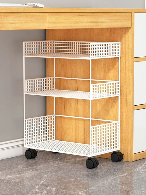 간이 책장 정리함 선반 이동식 미니 철제 북카트 책꽂이, 26.흰색 3층 대형 이동