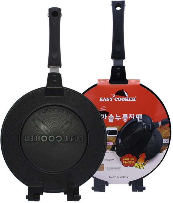 동우리빙아트 국내 제작 납작 양면 프라이팬 _원형 가마솥 누룽지팬, 1개, (가로)250mmX(세로)455mmX(높이)29mm