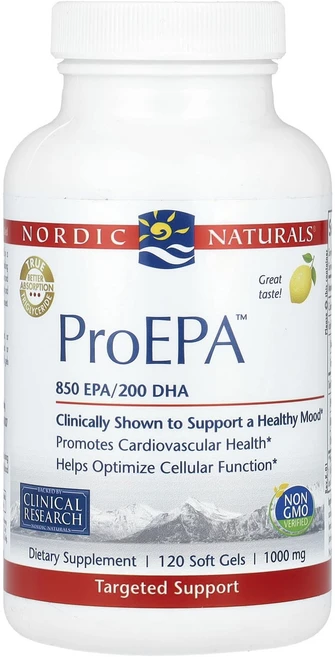 Nordic Naturals ProEPA 레몬맛 1000mg 소프트젤 120정(소프트젤 1정당 500mg), NordicNaturalsProEPA레몬맛1000mg소, 1개 - 쿠팡