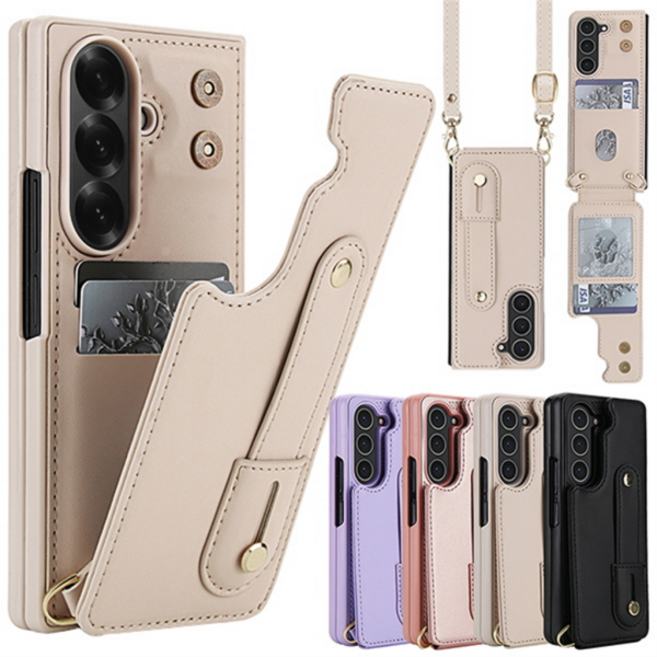 [수나르] 갤럭시Z폴드7 Z폴드6 Z폴드5 Z폴드4 제트 지 스트랩 줄 가죽 카드수납 마그네틱 지갑 핸드폰 케이스, 적용모델:갤럭시Z폴드7 / 색상:spc483Z 블랙, 상세 설명 참조