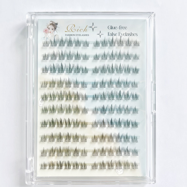 RICH 노글루 가닥 자연스러운 고급 인조 속눈썹아이래쉬 120 가닥, 2개, 블랙