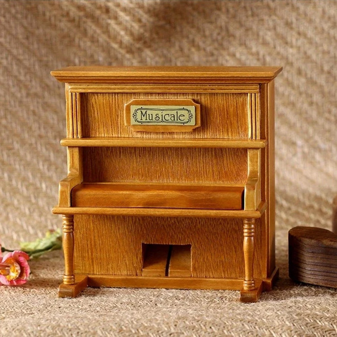 빅드림 인테리어 장식 소품 선물 미니어처 우드 오르골 피아노, 1개, 1개