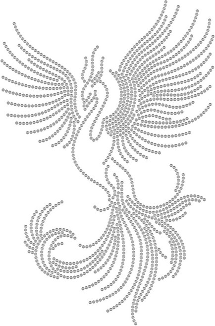 불사조 패턴 핫픽스 스톤 장식 스티커 의류 수선 장식 21x29.7cm 모자 가구 무대 의상 DIY 장식용, 화이트, 1개