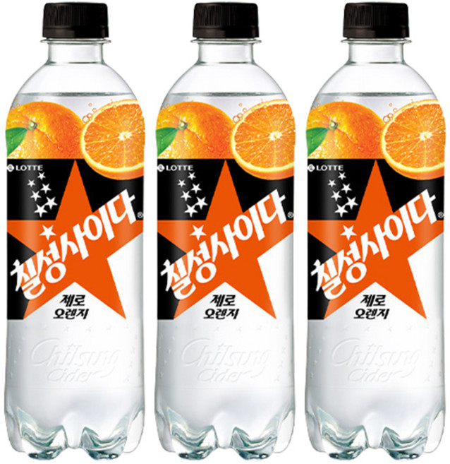 롯데칠성 칠성 사이다 제로 오렌지, 500ml, 3개