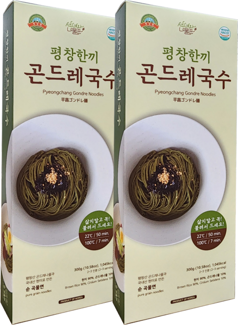 평창팜 간편하게 불려먹는 국수 평창한끼 곤드레국수 300g(2~3인분) 2개 현미와 곤드레로 만든면 글루텐프리면, 300g