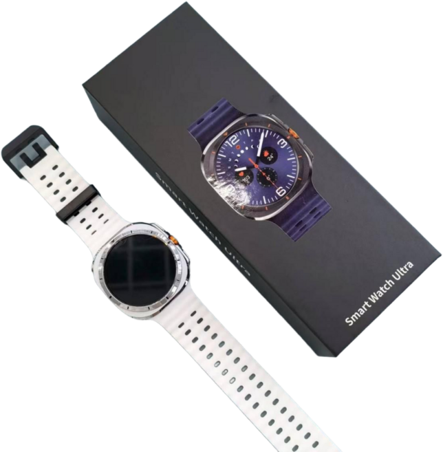 [2026 신상] HD 8 Ultra 익스트림 IP68 방수 아웃도어 사파이어 글래스 스마트워치, GPS + 블루투스, 3.7cm, 화이트