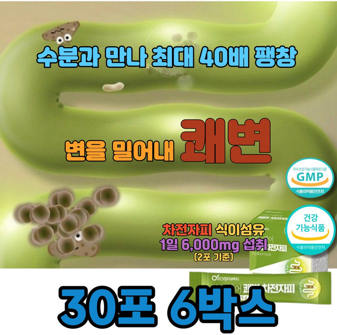 변비약추천 차전자피환 차전자피 푸룬주스 변비해결도움 딱딱한변 잔변감 식이섬유영양제, 6박스, 150g