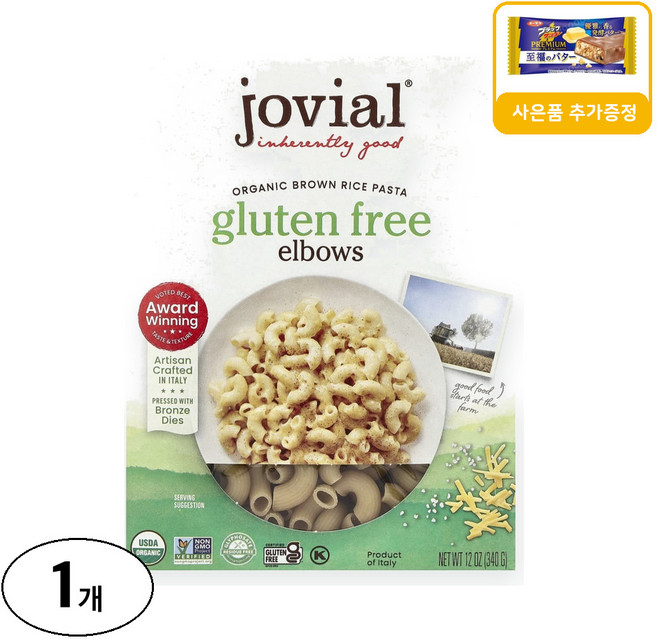 조비알 유기농 현미 파스타 엘보우 글루텐 없음 사은품 추가증정, 340g, 1개