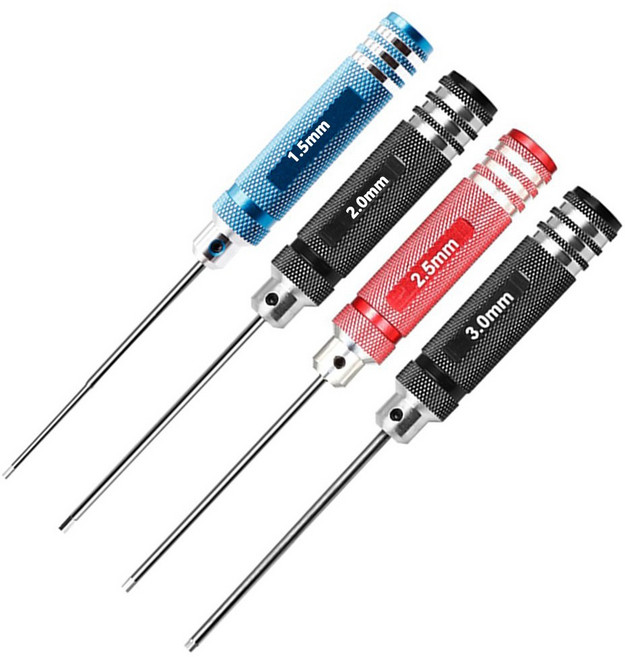 육각렌치 드라이버세트 1.5/2.0/2.5/3.0mm 가스건 무선조종 차동차 RC카 드론 완구 정밀제품 수리 관리용 공구 에어소프트건 장비 서바이벌 밀리터리용품, BLACK(검정), 1개