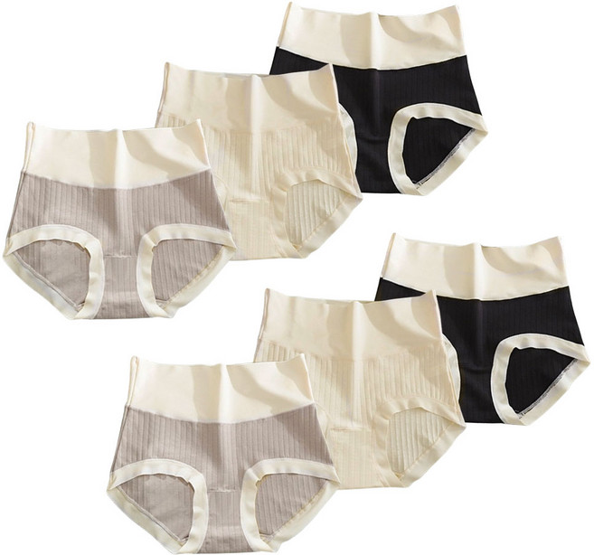 cikicoco 하이웨스트 고탄력 면 스판 여성 팬티 6종 세트