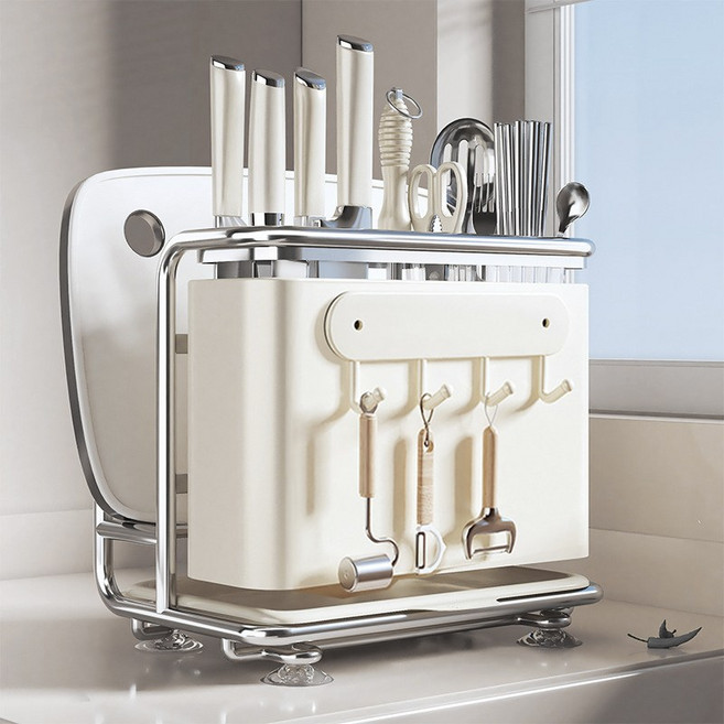 Danni 주방 다용도 스텐 올인원 칼꽂이, 1개, 아이보리