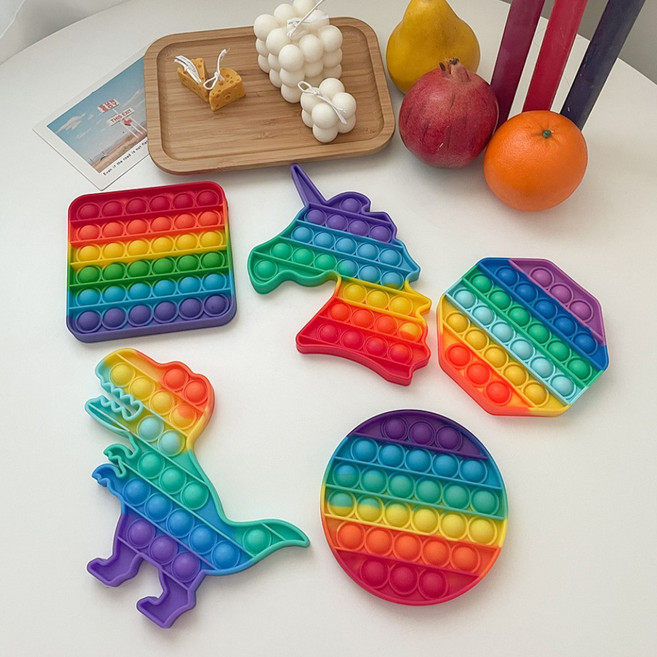 무한 톡톡 팝잇 레인보우 푸쉬팝 버블 뽁뽁이 KC인증 단체 교회 선물선물 완구 장난감, 1개