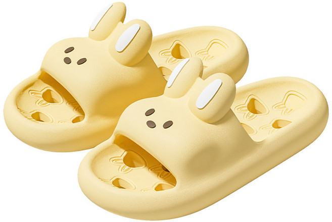 미로드 귀여운 토끼 미끄럼방지 고급 EVA 물빠짐 욕실화, 옐로우, 1개