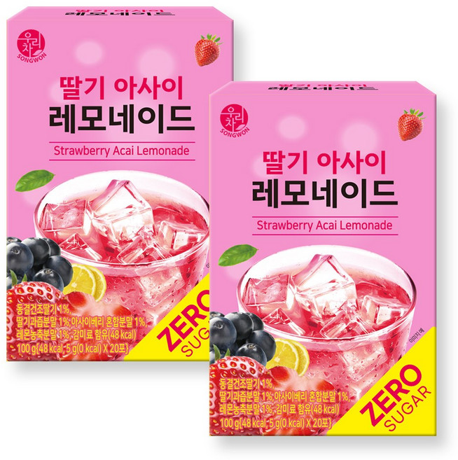 우리차 딸기 아사이 레모네이드 분말, 5g, 20개입, 2개