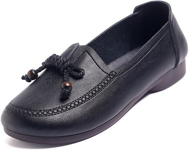 AOKADA 중년 여성 플랫슈즈 미끄럼방지 리본 로퍼 발편한 단화