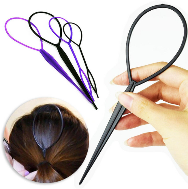 로우번 고정 스틱 핀 헤어 볼륨업 가이드 고리바늘 간편한스타일 고급스러움, 1개, 검정색