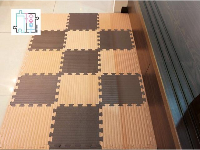 方格子地墊 台灣製 30x30x2.3cm 8入 遊戲墊/運動墊, 咖啡色配茶色