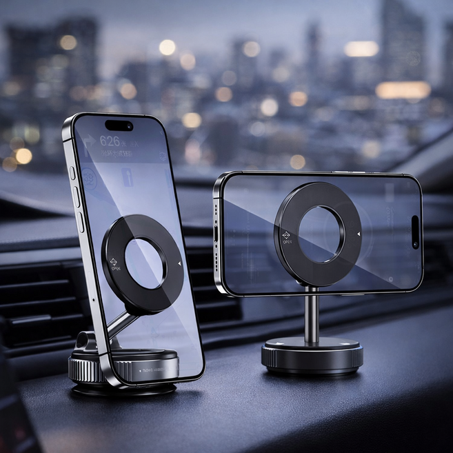 앤틱스 접이식 360도 진공 흡착식 차량용 거치대, 블랙, 1개