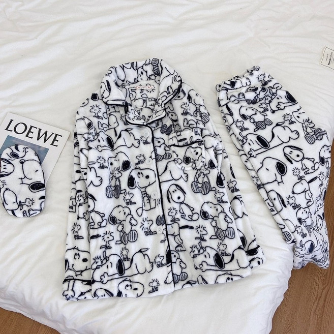 뚱이 스펀지밥 극세사 커플 수면 잠옷 세트 스폰지밥 캐릭터 겨울 토이스토리 스누피