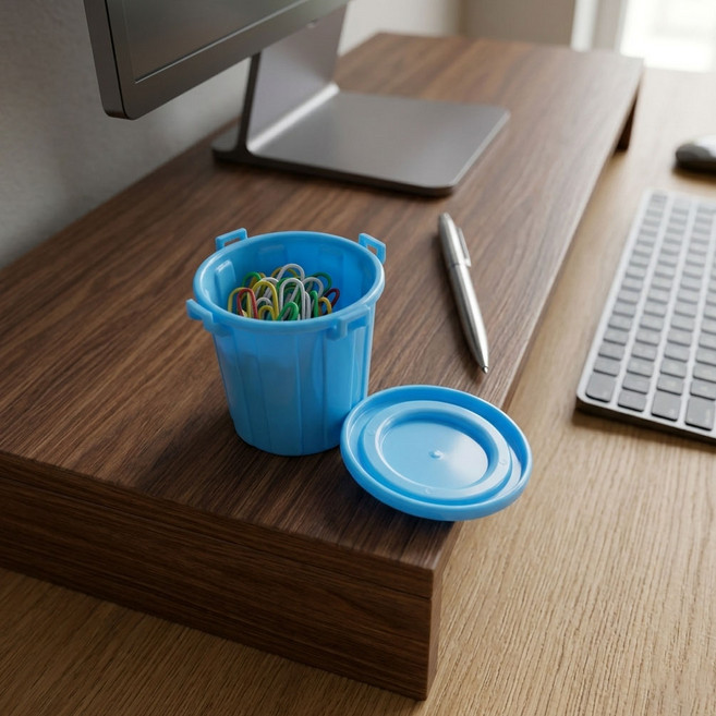 데스크테리어소품 미니어처 휴지통 수납함, 블루
