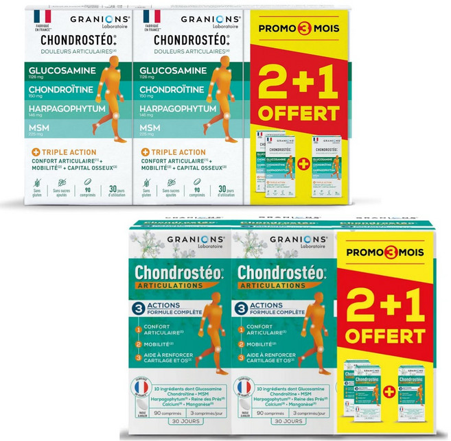 GRANIONS그라니옹 CHONDROSTEO 콘드로스테오 콘드로이틴 90정 X6박스 6개월분 글루코사민 MSM 프랑스직배송, 6개