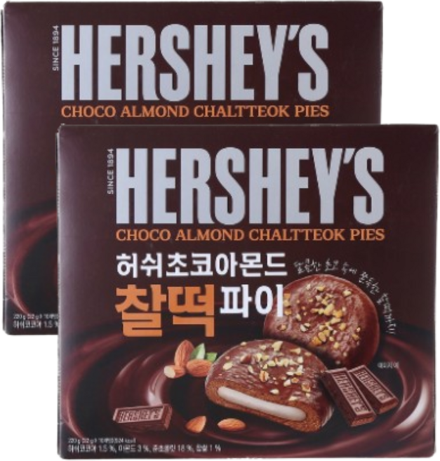허쉬 초코아몬드 찰떡파이, 220g, 2개