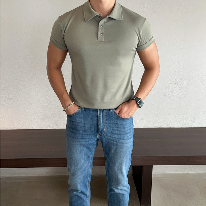 데일트 센트 남자 머슬핏 반팔 카라티