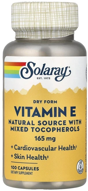 솔라레이 건조 형태 비타민E 혼합 토코페롤 함유 165mg 캡슐 100정 - 쿠팡