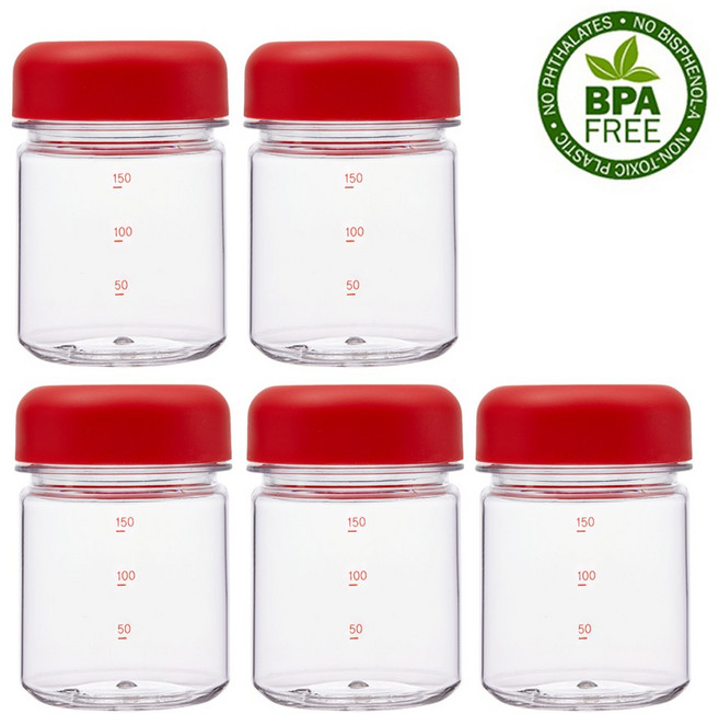 눈금 미니 트라이탄 마이보틀 물병 3P 180ml, 5개, 레드