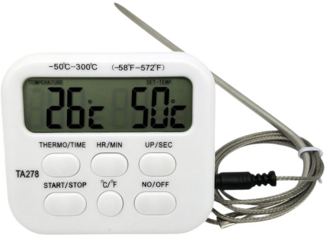 TA278 警報式電子溫度計/計時器 -50°C~300°C, 1個