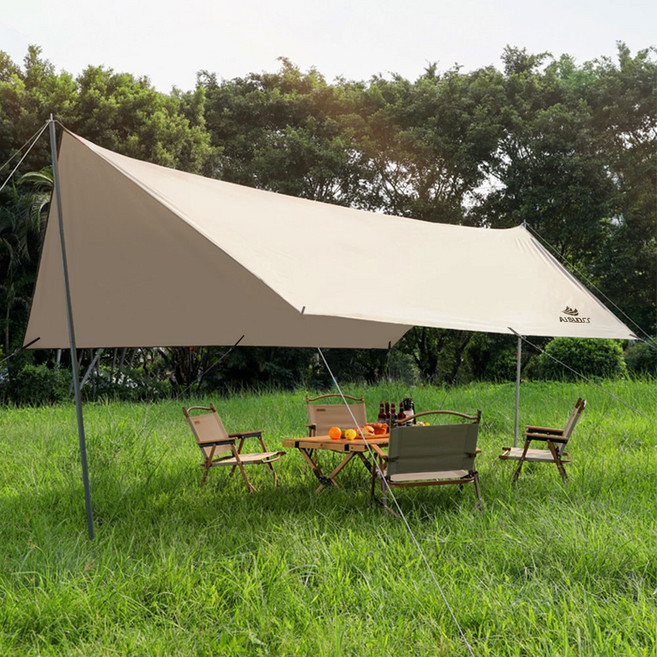 AISUNSS 야외 타프 자외선 차단 방수 은색코팅 아웃도어 타프, 베이지