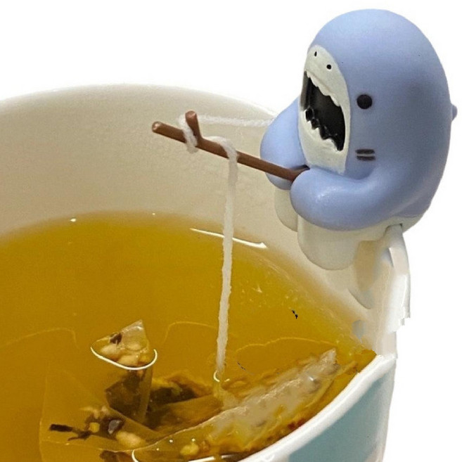 상어 티 인퓨저 실리콘 티백홀더 귀여운 티타임 소품 블루, 1개