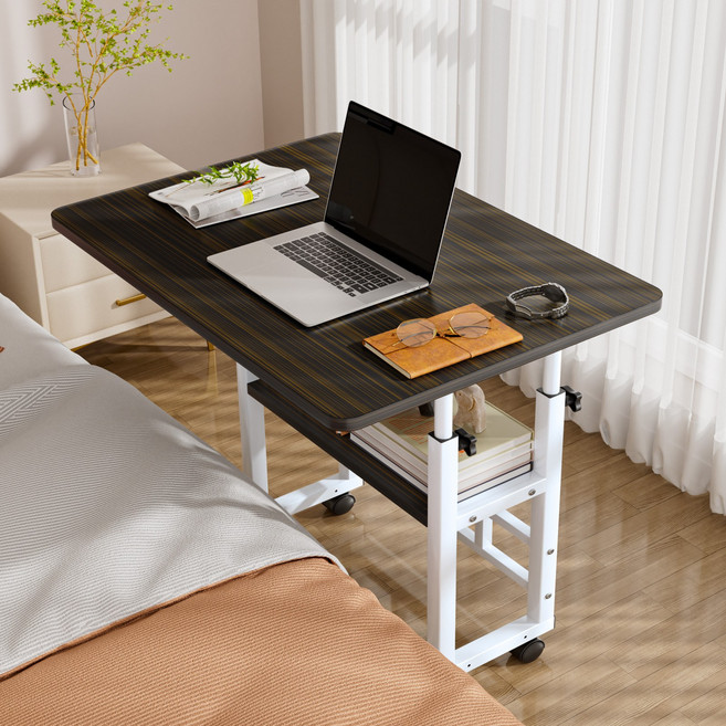 Kipnos 높이조절 이동식 2단 사이드테이블 쇼파테이블 보조테이블 쇼파사이드테이블 소파테이블 미니테이블 티테이블 커피테이블 이동식침대테이블 간이테이블, 블랙