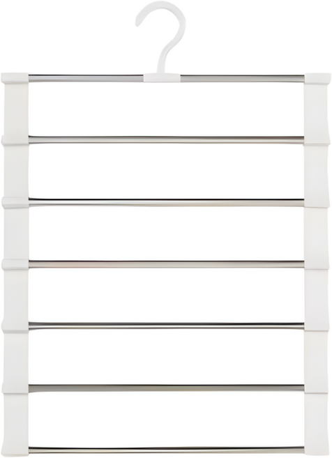JSL 논슬립 공간절약 6단 바지걸이, 화이트, 1개