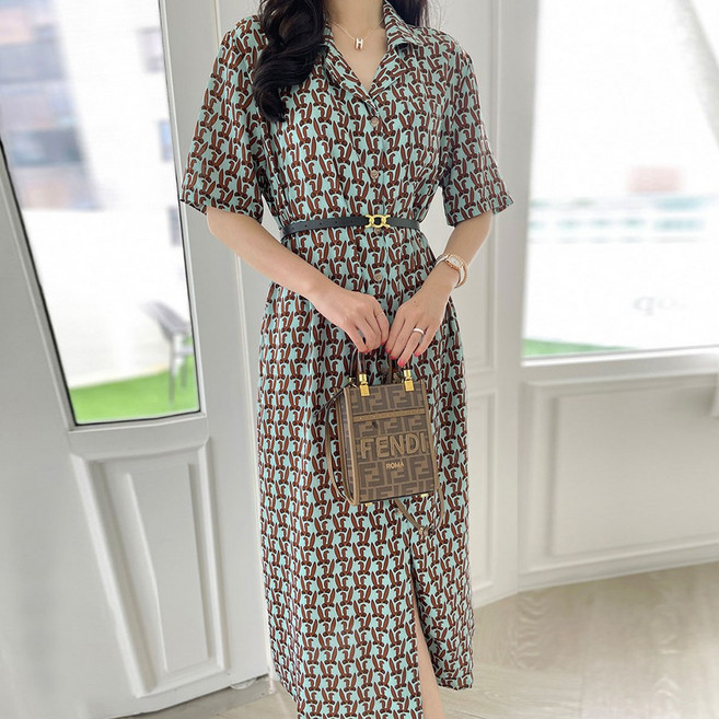 루시다 리나 레이온 맥시 원피스 + 벨트 세트