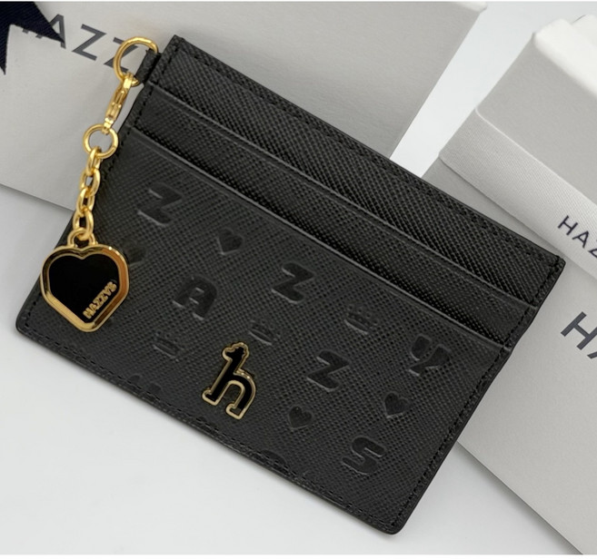 헤지스 로고 하트장식 여성 일상용 소가죽 카드지갑 (선물포장)