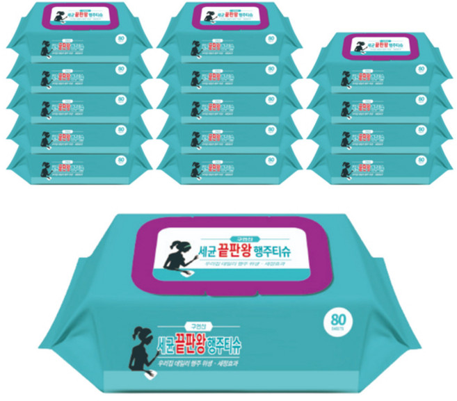 구연산 세균끝판왕 행주티슈, 15개, 80개입