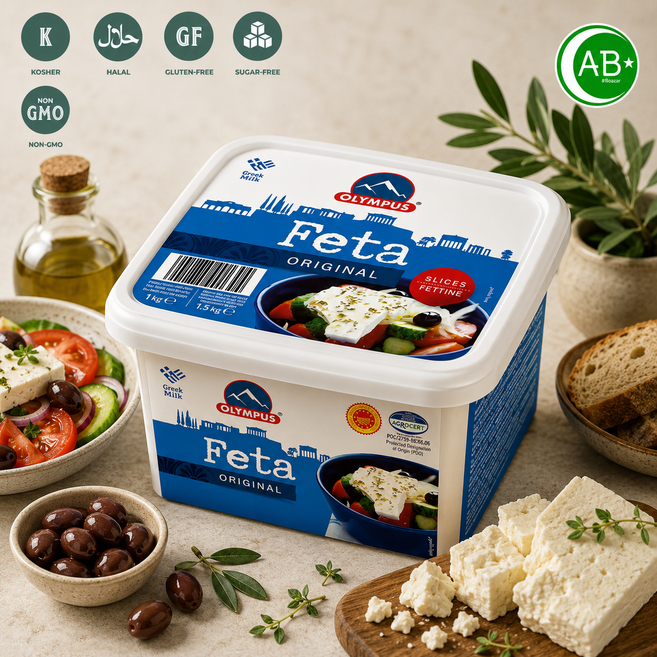 Olympus Original Feta Cheese Slices 올림푸스 오리지널 페타 치즈 슬라이스, 1.5kg, 1개