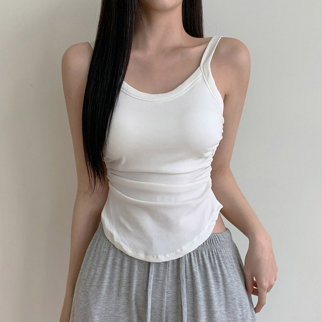 비마이뮤즈 [허리잘록] 비츄린 옆셔링 쫀쫀 캡내장 밑단 굴림 나시