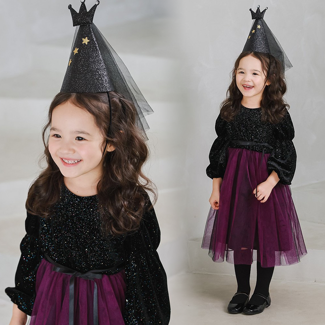 할로윈 크리스마스 마법소녀 원피스 코스튬의상 여아 꼬마마녀 모자의상 유치원 어린이집 성탄절