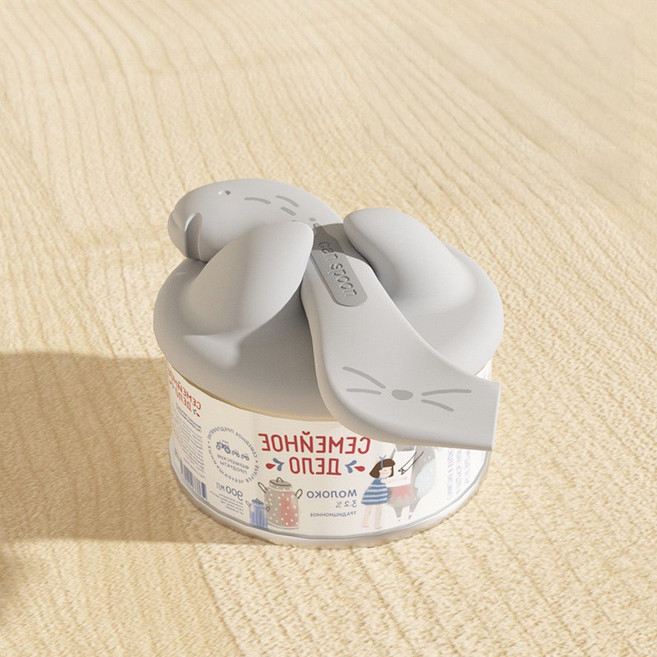 캐티콘 고양이 강아지 캔밀폐도구 캔뚜껑 스푼, 1세트, 그레이