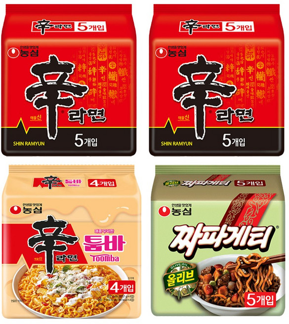 농심 신라면 120g 10개 + 신라면 툼바 137g 4개 + 짜파게티 140g 5개 봉지라면