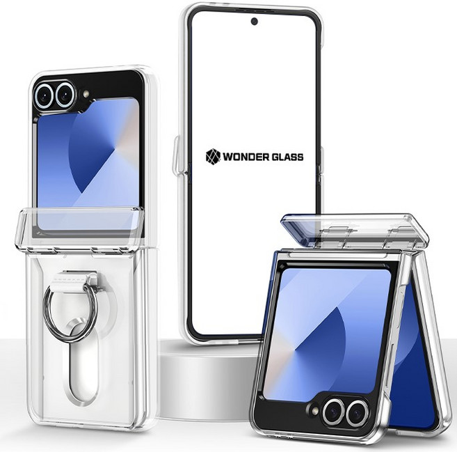 원더글라스 갤럭시 플립5 / 플립6 / 플립7 (Z플립5 / Z플립6 / Z플립7) 3in1 카드수납 핑거링 힌지보호 하드 케이스