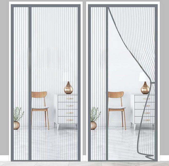 타리홈스 현관 벨크로 커튼형 자석 방충망 모기장, 그레이