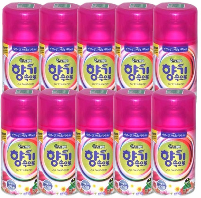 산도깨비 향기속으로 캔방향제 자동분사기 리필 (레몬향 외 9향/290ml) 1box(10ea), 선택5)캔방향제/290ml/라일락향, 10개, 290ml